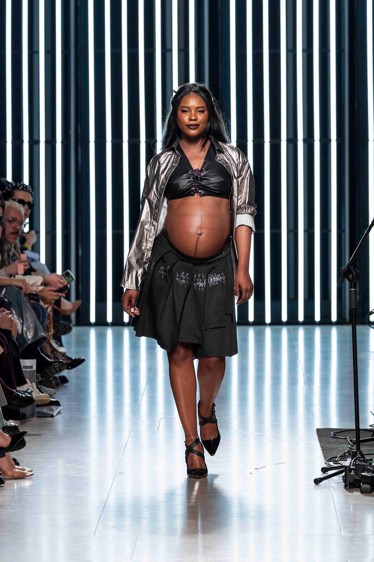 Grey Midi Pleated Skirt