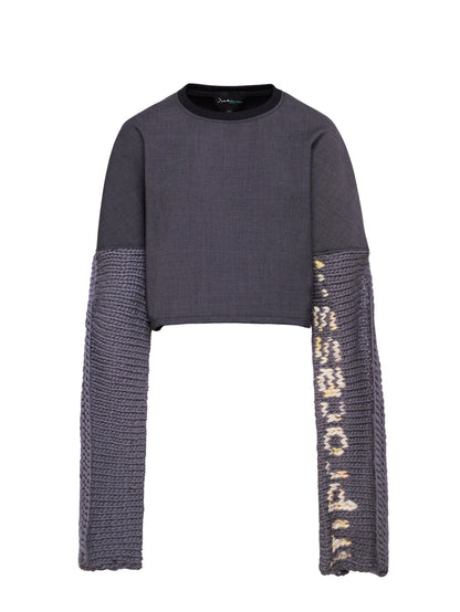 Grey Knit Crop Sweater