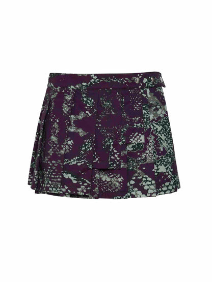 Snake Short Pleated Skirt