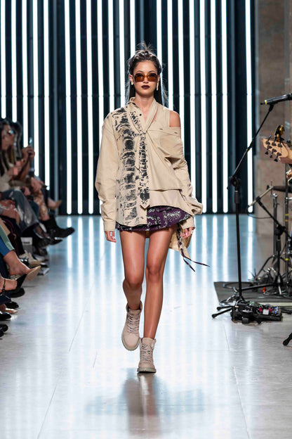 Snake Short Pleated Skirt