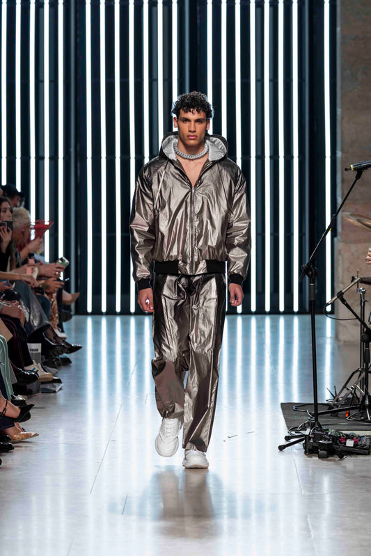 Smoked Silver Hajime Pleated Trousers