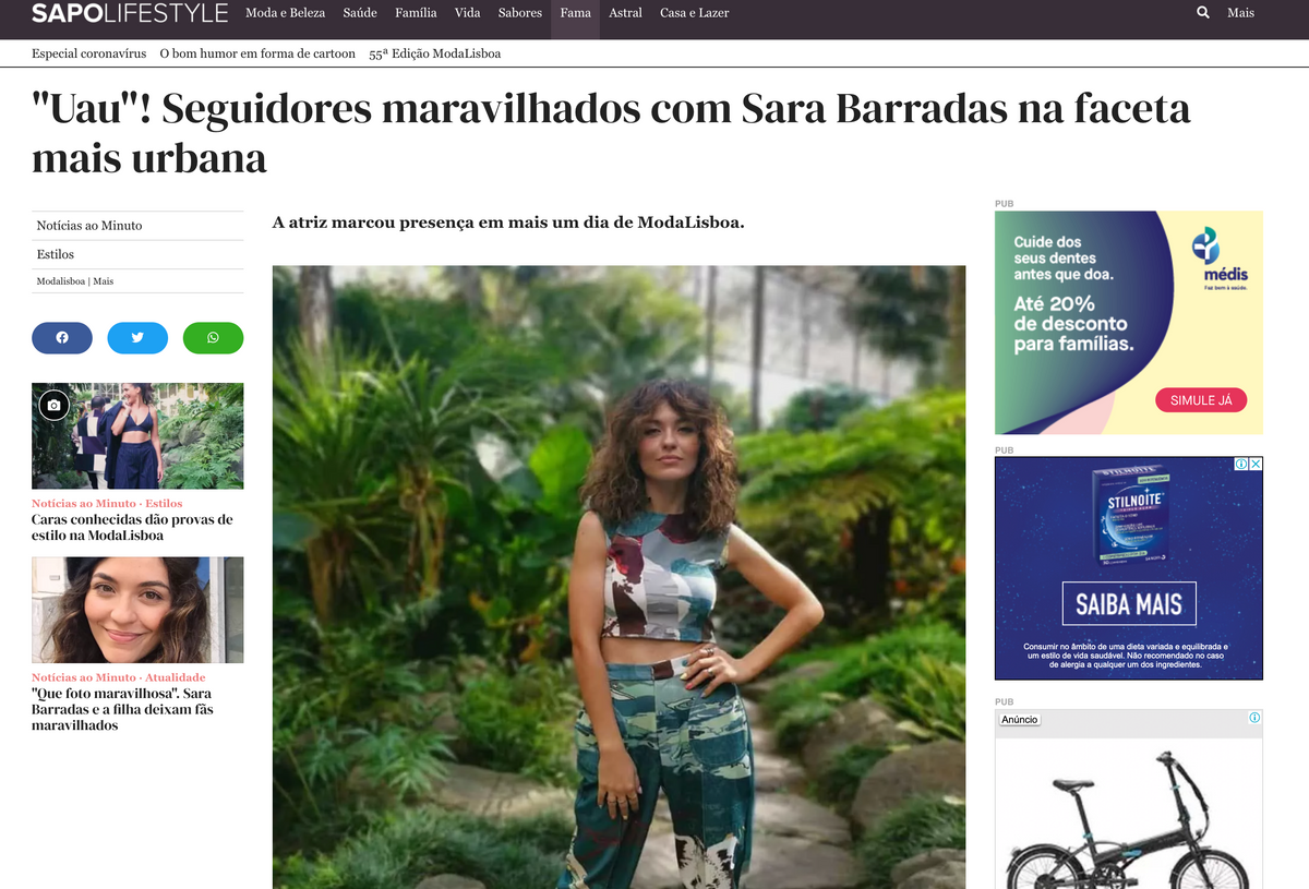 Actress Sara Barradas wearing our Third Pole Set at Lisboa Fashion Week

Portugal, October 2020